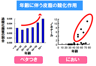 年齢に伴う皮脂の酸化作用